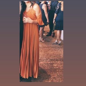 Self Portrait orange pleated maxi dress